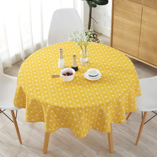 

Polyester Cotton Round Tablecloth Dust-proof Cotton and Linen Printing Tablecloth, Diameter:150cm(Yellow Rice)