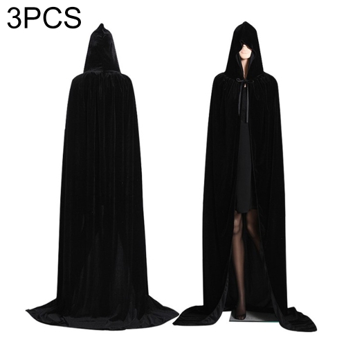 Black Velvet Hooded Cloaks Capes Wedding Cape Halloween Coat Costume ...