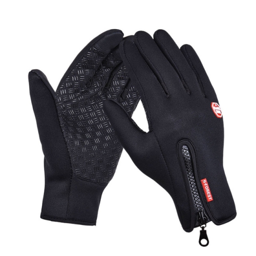 Outdoor Sports Hiking Winter Leather Soft Warm Bike Gloves For Men Women, Size:M (Black)