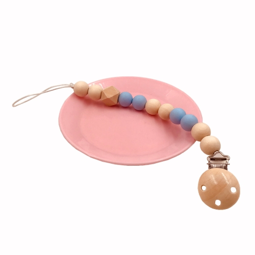 Chaîne de tétine en bois et silicone pour bébé, objet