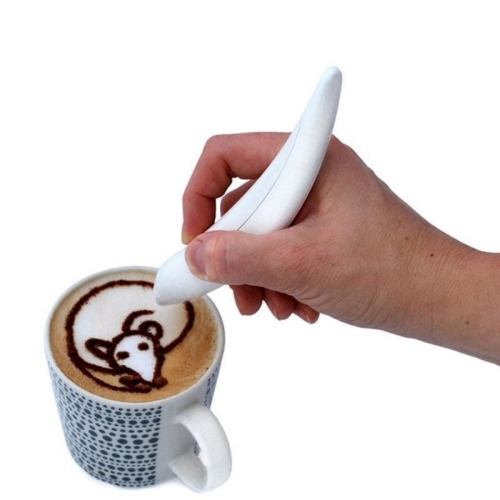 

New Electric Latte Art Pen For Coffee Cake Pen For Spice Cake Decorating Pen Coffee Carving Pen Baking Pastry Tools(White)