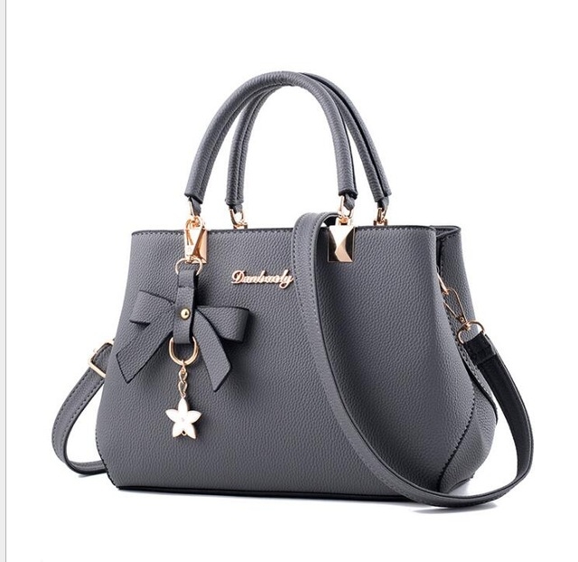 

Women Luxury Tote Plum Blossom Bow Sweet Messenger Bag(Grey)