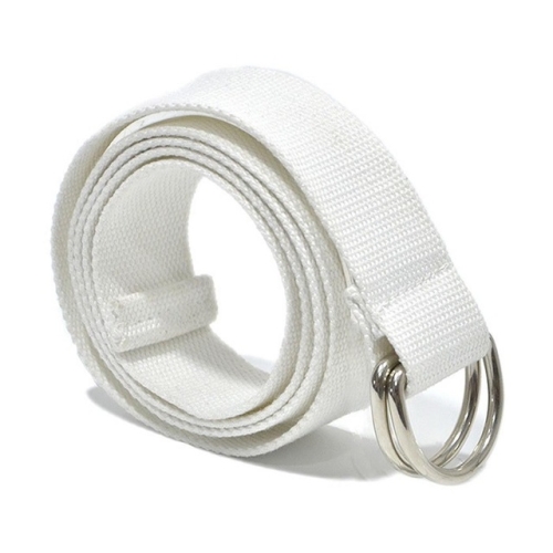 

2 PCS Unisex Canvas Waist Belts Double Rings Buckle Waistband Strap Belts Solid Casual Belt, Length:105 x 3.2cm(White)