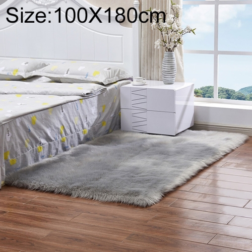 Alfombra de piel de oveja de lana artificial suave rectangular cuadrada de lujo alfombra de piel mullida, tamaño: 100x180cm (gris)