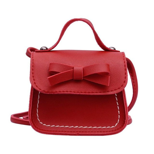 

Bowknot PU Leather Mini Baby Girls Casual Messenger Bag Coin Purse Children Small Clutch Bags Simple Shoulder Bag(Red)
