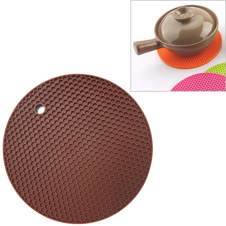Honeycomb Silicone Round Non-slip Heat Resistant Mat, Size: 18x18x0.8cm( Coffee)