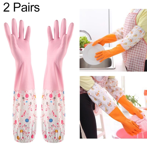 2 pares guantes largos goma de silicona impermeables para fregar platos cocina, guantes