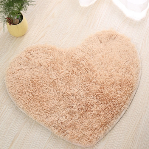 

Heart Shape Non-slip Bath Mats Kitchen Carpet Home Decoration, Size:70*80CM(Light Camel)