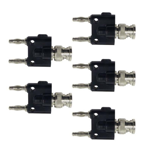 

5pcs BNC Male to Dual 4mm Banana Female Plug Stackable Type Binding Male Connector(Black)