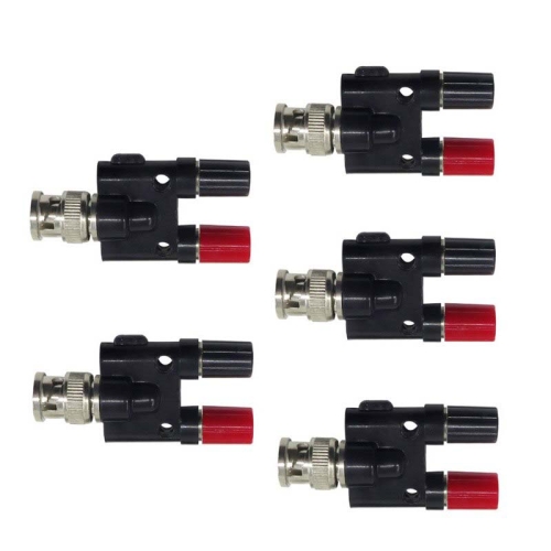 

5pcs BNC Male Plug To Two Banana Jack Female Connector RF Adapter(Black)