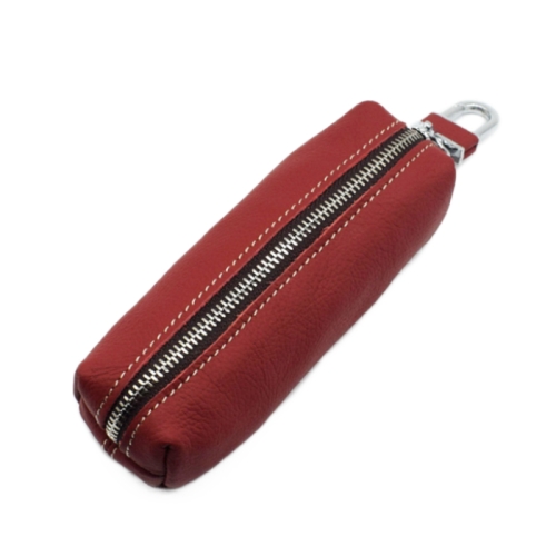 Porte-clés de voiture Porte-monnaie en cuir véritable pour porte-clés pour  hommes (rouge)