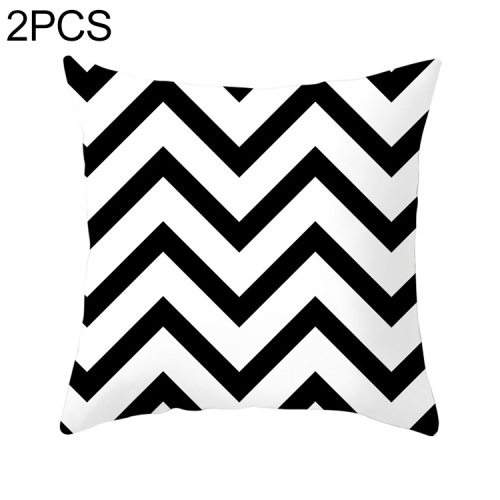 

2 PCS Black and White Simple and Modern Geometric Abstract Decorative Pillowcases Polyester Throw Pillow Case(1)