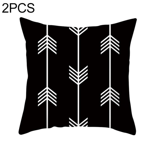 

2 PCS Black and White Simple and Modern Geometric Abstract Decorative Pillowcases Polyester Throw Pillow Case(9)