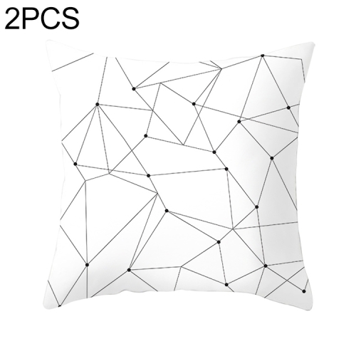 

2 PCS Black and White Simple and Modern Geometric Abstract Decorative Pillowcases Polyester Throw Pillow Case(12)