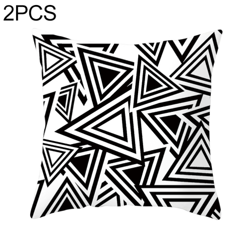 

2 PCS Black and White Simple and Modern Geometric Abstract Decorative Pillowcases Polyester Throw Pillow Case(16)