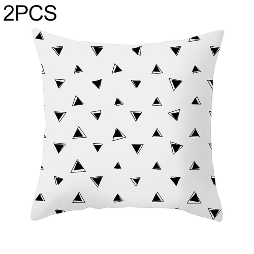 

2 PCS Black and White Simple and Modern Geometric Abstract Decorative Pillowcases Polyester Throw Pillow Case(19)