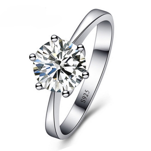 925 Sterling Zilver Vrouw CZ Kristallen Verlovingsvingerringen Super Shinning Cubic Zirconia Fine Jewelry, Ringmaat: 6