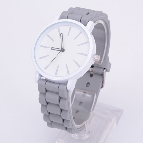 

Simple Style Round Dial Jelly Silicone Strap Quartz Watch(Gray)