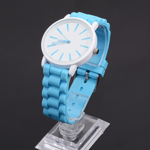 

Simple Style Round Dial Jelly Silicone Strap Quartz Watch(Light Blue)