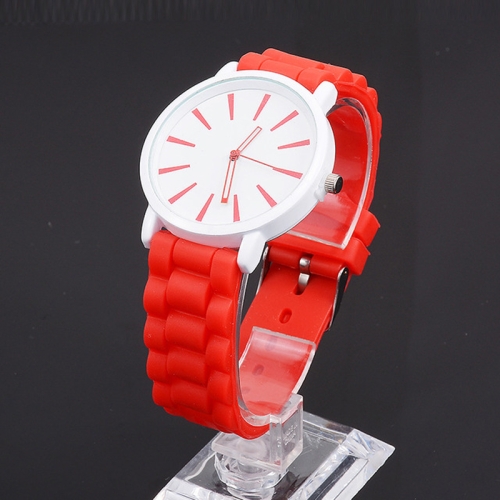 

Simple Style Round Dial Jelly Silicone Strap Quartz Watch(Red)