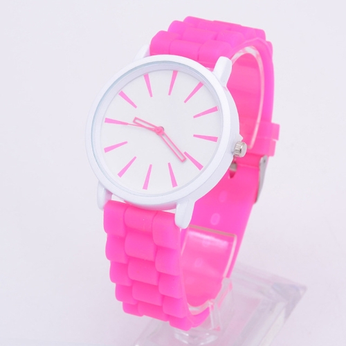

Simple Style Round Dial Jelly Silicone Strap Quartz Watch(Rose Red)