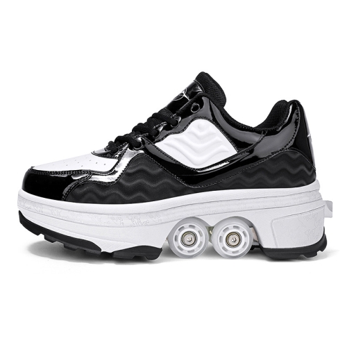 

DF09 Children Runaway Sports Shoes Four-wheel Retractable Roller Skates, Size:33(Black)