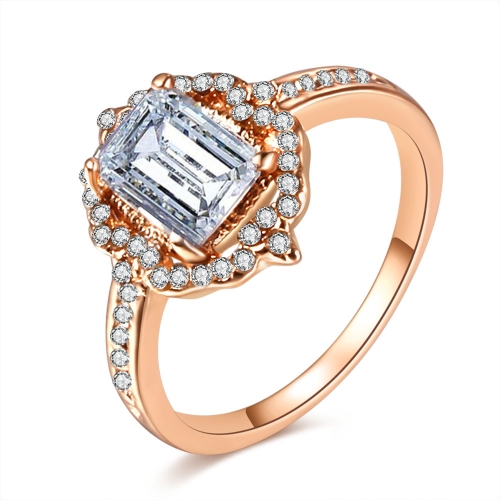 Женское модное квадратное обручальное кольцо с бриллиантом, размер кольца: 12 (розовое золото)