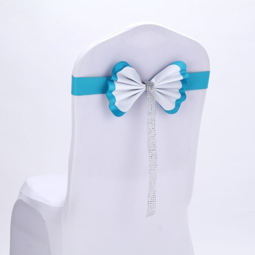 Stretchable 3D Rose Spandex Wedding Chair Cover Sash Band Bow Party Event Decor