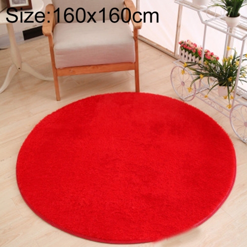 KSolid Round Carpet Soft Fleece Mat Antislip Area Rug Kids Bedroom Deurmatten, Afmeting: Diameter: 160cm (Rood)