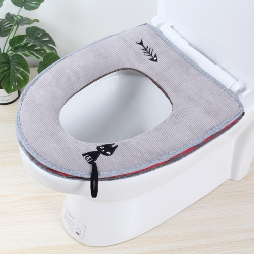 Bathroom Toilet Seat Closestool Washable Soft Warmer Mat Cover Pad Cushion Cover Grey 