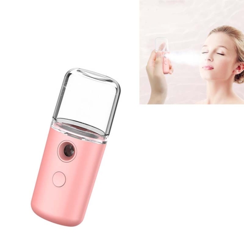 Instrumento de hidratación facial Humidificador de aire Belleza USB Instrumento de pulverización en frío Pulverizador automático de desinfección de alcohol (Rosa)
