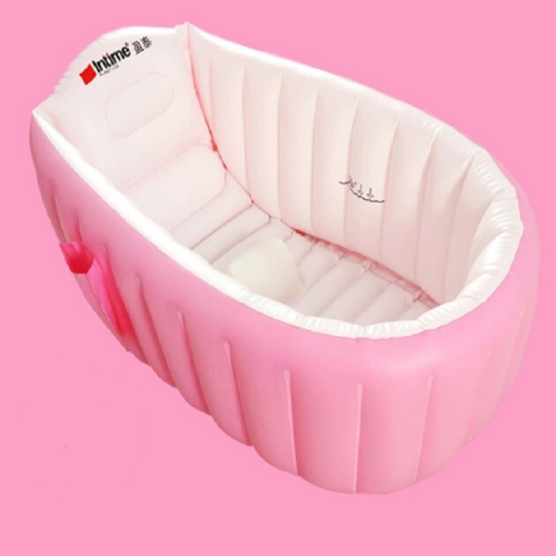 

2 PCS Baby Bath Tub Kids Bathtub Portable Inflatable Cartoon Thickening Washbowl Newborns Keep Warm Swimming Pool(Pink)