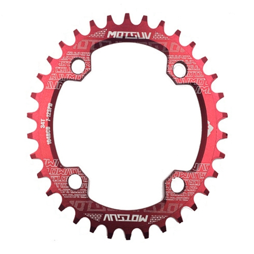 MOTSUV Narrow Wide Chainring MTB Bicycle 104BCD Tooth Plate Parts(Red)