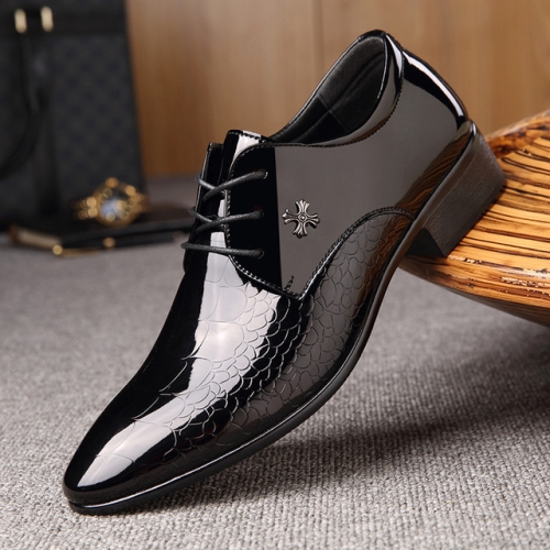 Zapatos de con de cocodrilo brillante para hombre, tamaño zapato: 38 (negro)