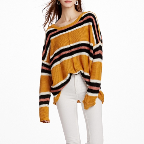 Black and outlet yellow striped turtleneck