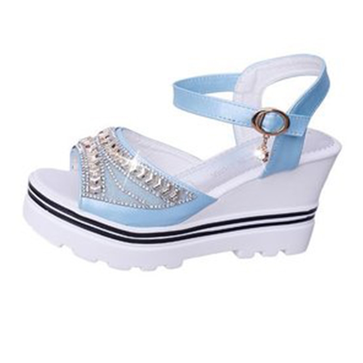 SUNSKY - Sandalias con hebilla de palabra con plataforma de diamantes de  imitación, tamaño del zapato: 38 (azul cielo)