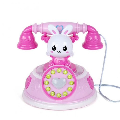 Bambini Retro Cartoon Telefono Early Education Story Machine Simulazione Telefono  giocattolo (rosa)