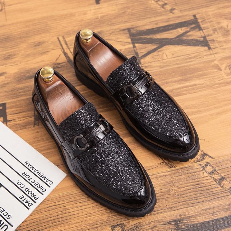 

Men Fashion Thick Bottom Pointed Formal Business Leather Shoes, Shoe Size:42(Black)
