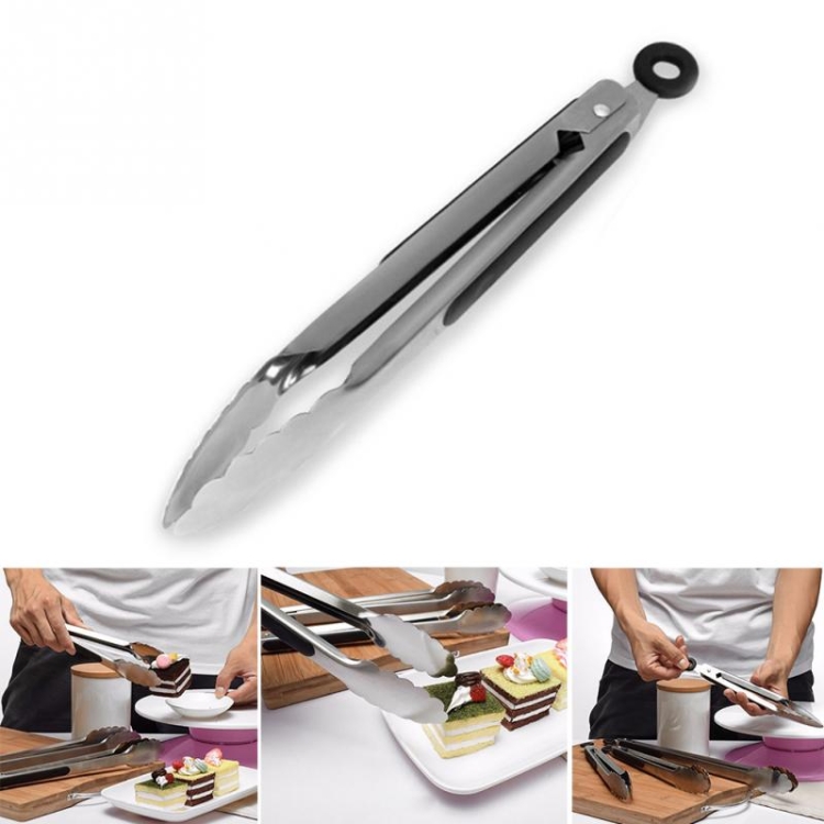 Stainless Steel Silicone Handle Kitchen Food Meat Barbecue Clip, Size:12  inch