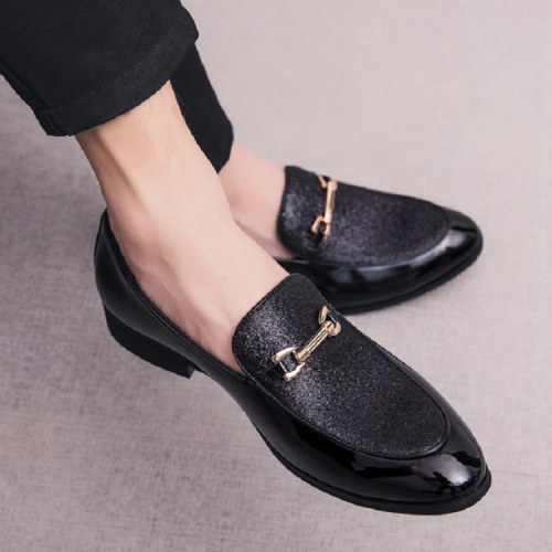 Apt Imperialisme industrie Britse stijl puntige schoenen Veelzijdige vrijetijdsschoenen Instappers  herenschoenen, maat: 38 (zwart)