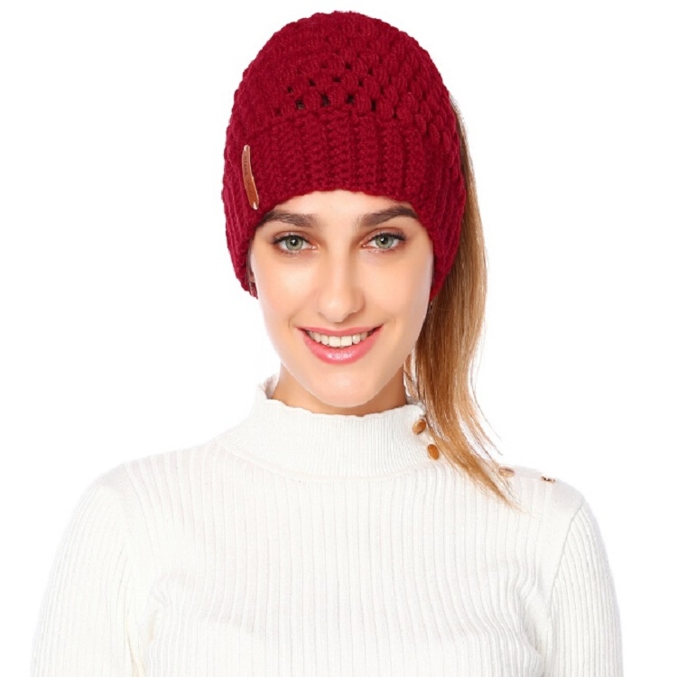 SUNSKY - Ladies Knit Hat Ponytail Hat 
