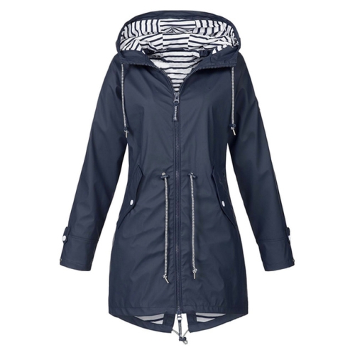 

Women Waterproof Rain Jacket Hooded Raincoat, Size:M(Navy Blue)