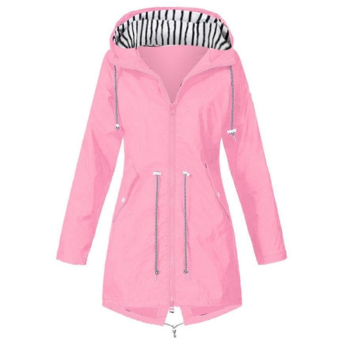 

Women Waterproof Rain Jacket Hooded Raincoat, Size:L(Pink)