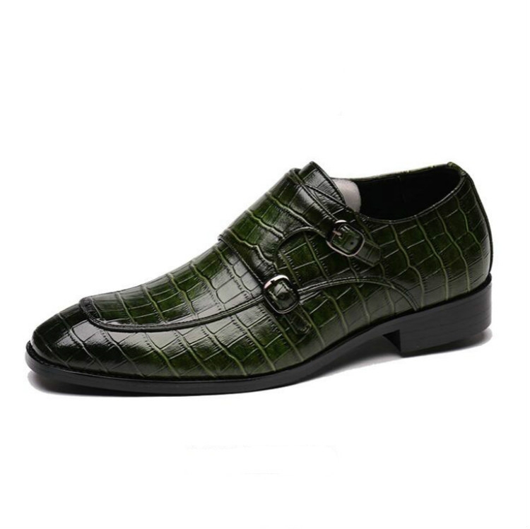 

Crocodile Pattern Business Flat Bottom Leather Formal Shoes, Size:43(Green)