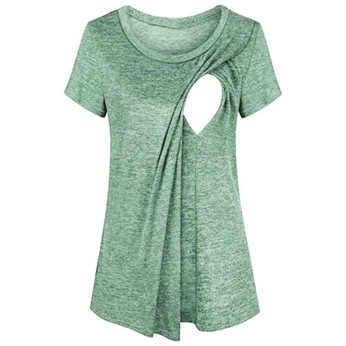 

Splicing Short-sleeved Round Neck Maternity Dress Breastfeeding, Size:M (Green)