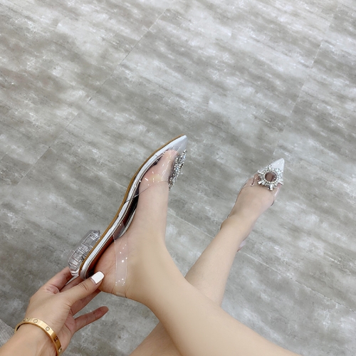 Transparent low shop heel shoes