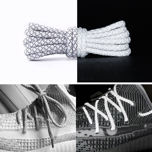 

Reflective Shoe laces Round Sneakers ShoeLaces Kids Adult Outdoor Sports Shoelaces, Length:140cm(White)