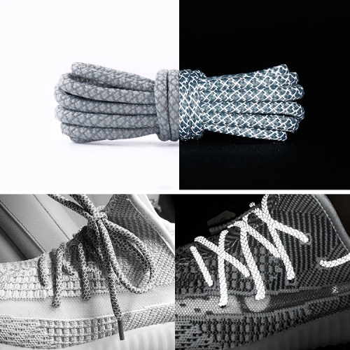 

Reflective Shoe laces Round Sneakers ShoeLaces Kids Adult Outdoor Sports Shoelaces, Length:140cm(Light Grey)