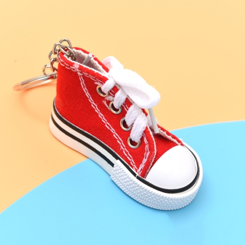 

2 PCS Mini Simulation Canvas Shoes Sneaker Keychain Pendant(Red)