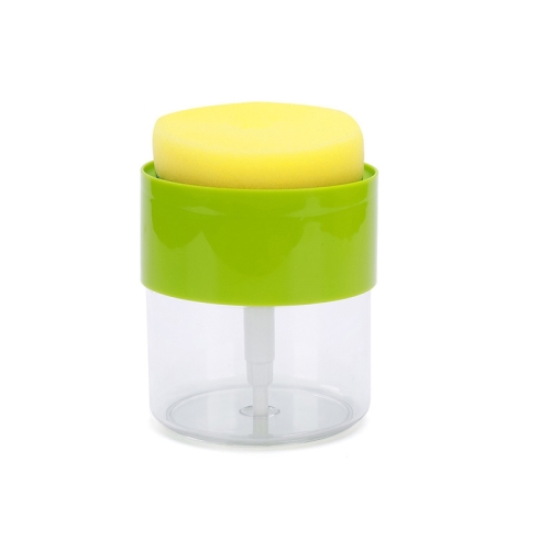 

2pcs Kitchen Detergent Press Bottle Wipe Combination Dish Brush Soap Liquid Box(Green)